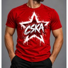 Червена памучна тениска CSKA
