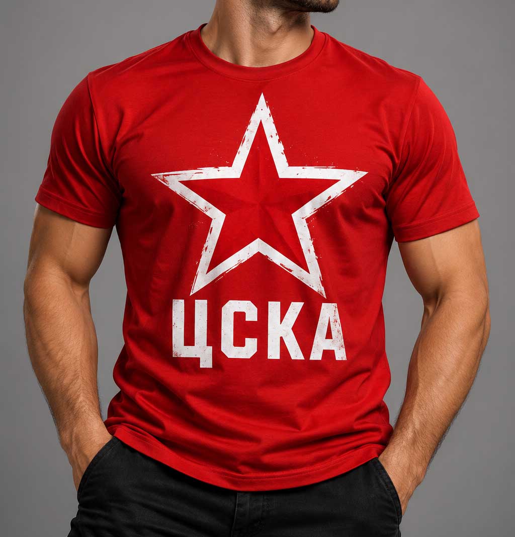 Червена памучна тениска "ЦСКА"